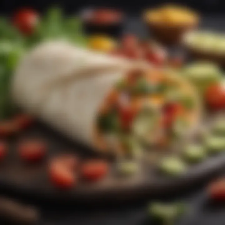 Vibrant assortment of fresh vegetables for a veggie burrito