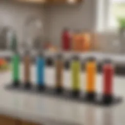 Variety of tube squeezers displayed on a kitchen countertop