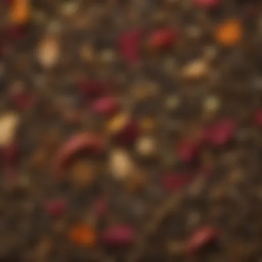 A close-up of an exotic loose leaf tea blend featuring vibrant colors and textures.