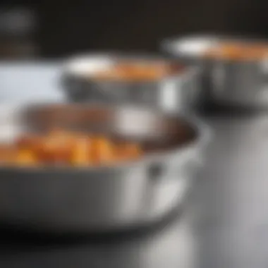 Durability of Stainless Steel Pans A close-up of a used stainless steel pan showcasing its durability