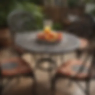 Close-up of intricate details on vintage chairs and tables