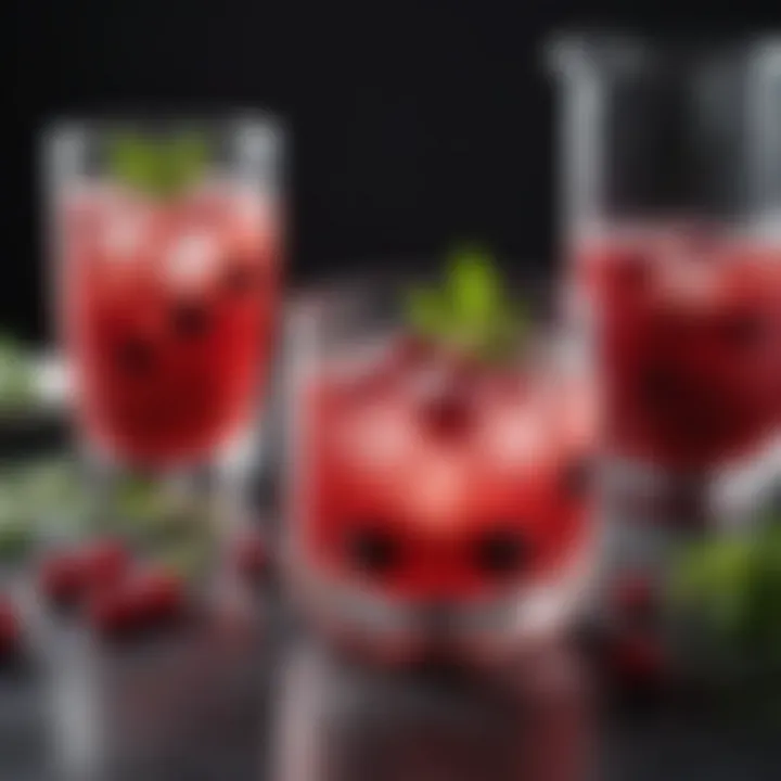 A vibrant glass of vodka punch garnished with fresh cranberries and mint, showcasing the drink's colorful appeal.