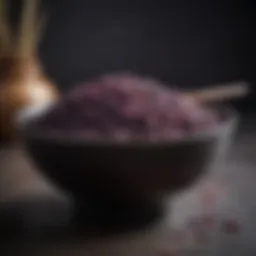 A bowl of forbidden rice showcasing its deep purple hue and texture
