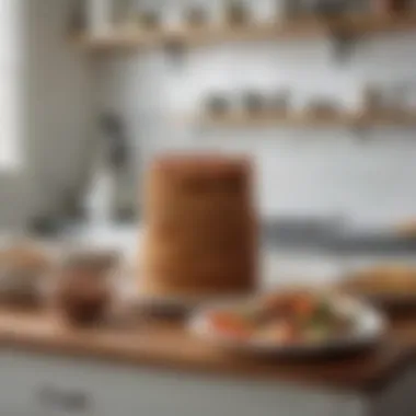 A collection of Williams Sonoma pantry plates in a modern kitchen setting.