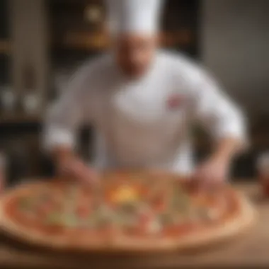 A chef artfully layering toppings on a Windy City pizza