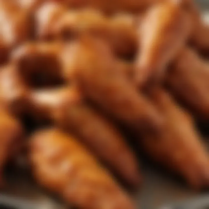 A close-up of Zaxby's wings showcasing their crispy texture and glistening glaze.