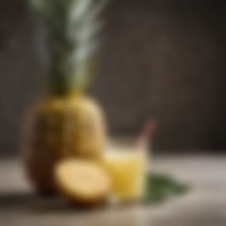 Nutritional facts of pineapple juice displayed artistically