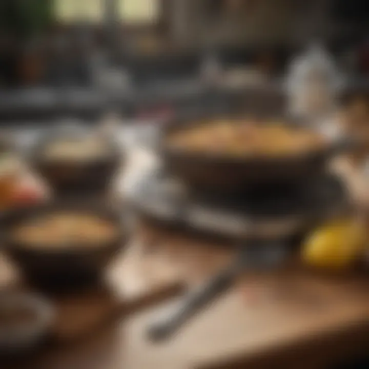 A selection of quick cooking utensils and appliances for high protein meals.