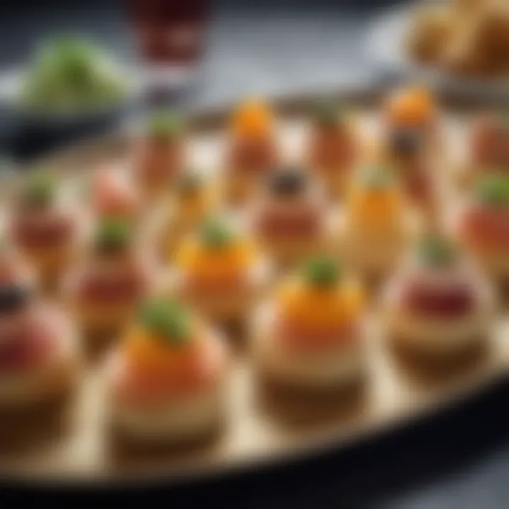 A selection of elegant bite-sized canapés on a platter