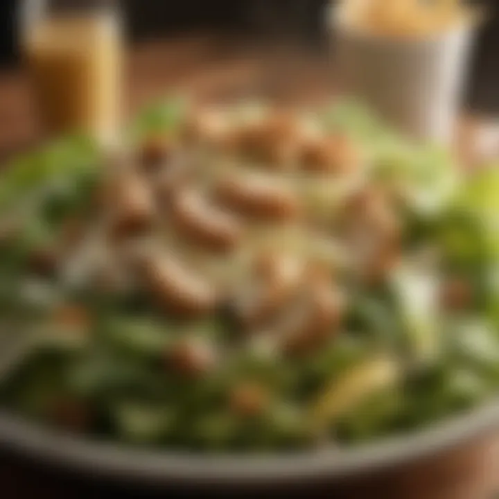 A vibrant fast food Caesar salad bowl