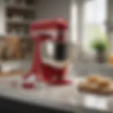 A modern KitchenAid mixer in a stylish kitchen environment