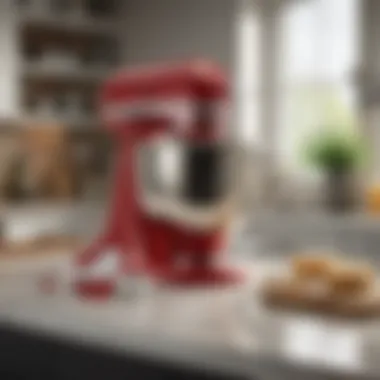 A modern KitchenAid mixer in a stylish kitchen environment