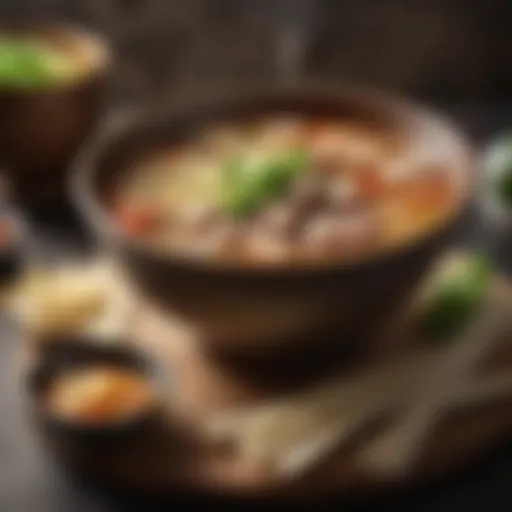 A steaming bowl of authentic Chinese soup featuring vibrant ingredients.