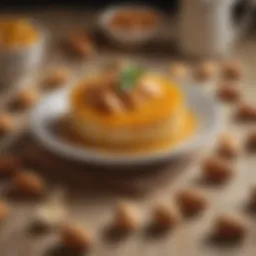 Elegant presentation of Flan Almonds with garnishes