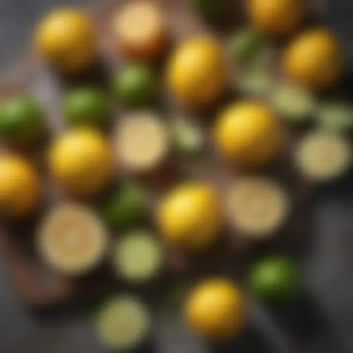 Fresh lemons and limes on a rustic surface