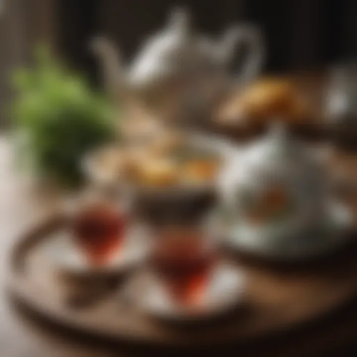 An inviting tea set with herbal teas, surrounded by a calming atmosphere.