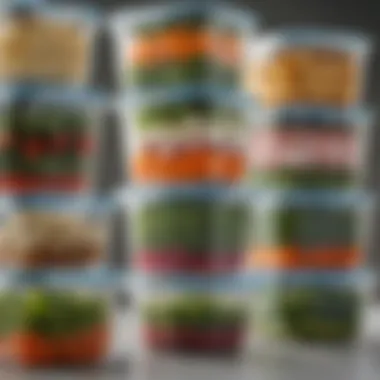 Variety of glass salad lunch containers in different sizes
