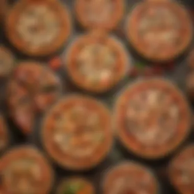 An assortment of pizzas with various toppings displayed on a table.