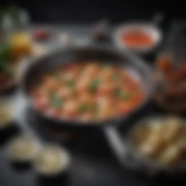 Material composition of the non-stick pan displayed with ingredients