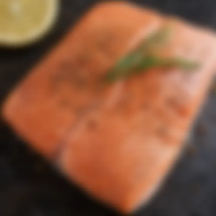 Seasoned salmon ready for grilling