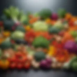 An array of colorful vegetables showcasing a variety of nutrients