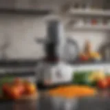 A sleek food processor on a modern kitchen countertop