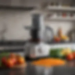 A sleek food processor on a modern kitchen countertop