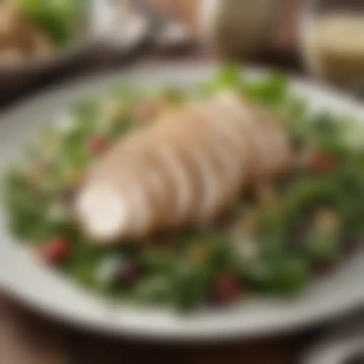 Chicken breast salad with greens and seeds