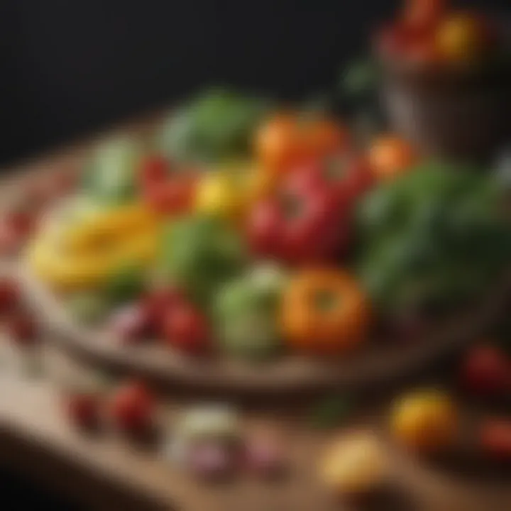 A vibrant array of fresh vegetables on a wooden table