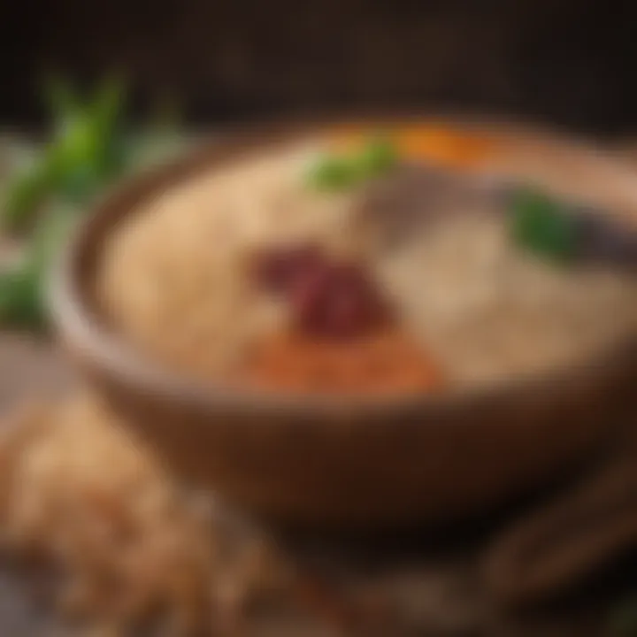 A nutritious mix of grains and legumes in a rustic bowl