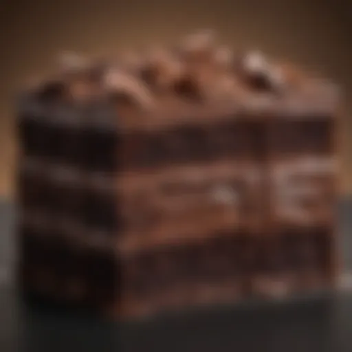 Close-up of moist Hershey's Special Dark Cake slice showcasing rich chocolate layers