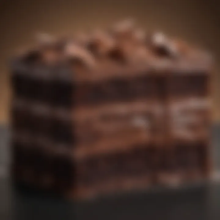 Close-up of moist Hershey's Special Dark Cake slice showcasing rich chocolate layers