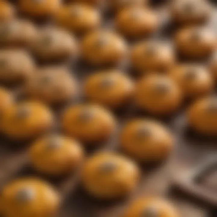 An assortment of homemade pumpkin cookies displayed on a rustic wooden table.