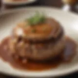 Juicy Salisbury steak garnished with gravy and herbs