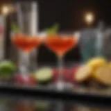 Elegant cocktail setup with garnishes