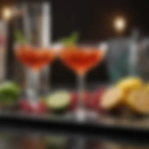 Elegant cocktail setup with garnishes