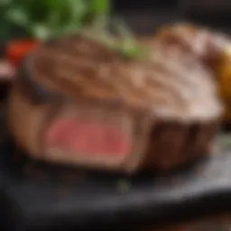 Grilled steak achieving perfect medium-well doneness