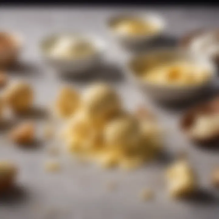 Various ingredients for custard ice cream laid out on a countertop