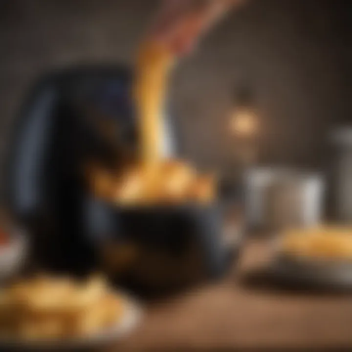 Air fryer appliance showcasing fries being cooked