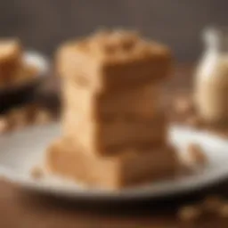 A rich and creamy peanut butter fudge resting on a decorative plate
