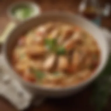 Vibrant Sopa de Fideo Presentation Colorful bowl of Sopa de Fideo with Chicken garnished with herbs