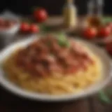 A selection of fresh ingredients for spaghetti with meat