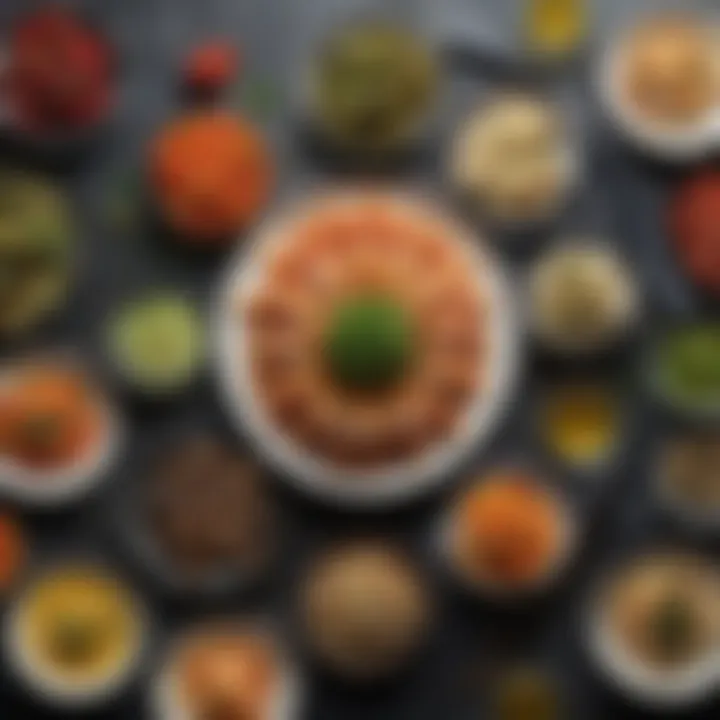 An elegant display of finished starters arranged on a platter