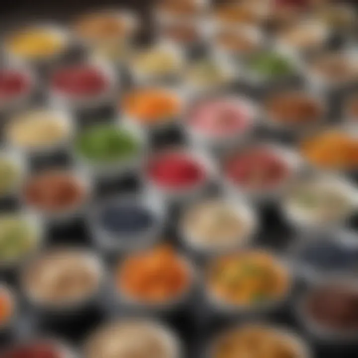A selection of small bowls showcasing various vibrant starter options