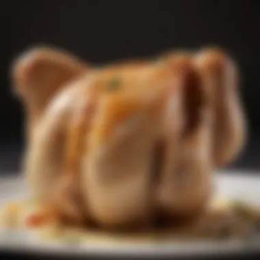 A close-up of marinated chicken, highlighting the tender texture and flavorful infusion from the milk.