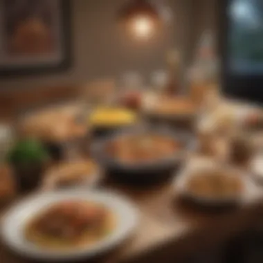 A cozy dining table set up with gourmet takeout containers.