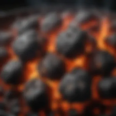 Charcoal embers glowing in a grill