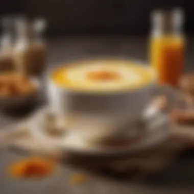 Golden turmeric latte served in an elegant cup.