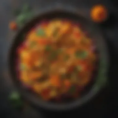 Colorful vegetable dish enhanced with turmeric seasoning.