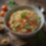 A vibrant bowl of quinoa salad with fresh vegetables and herbs.